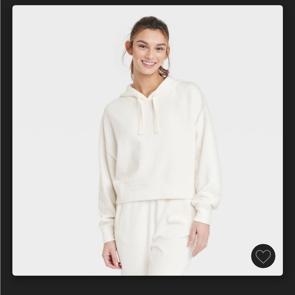 All in motion cozy rib sweatshirt in cream size medium